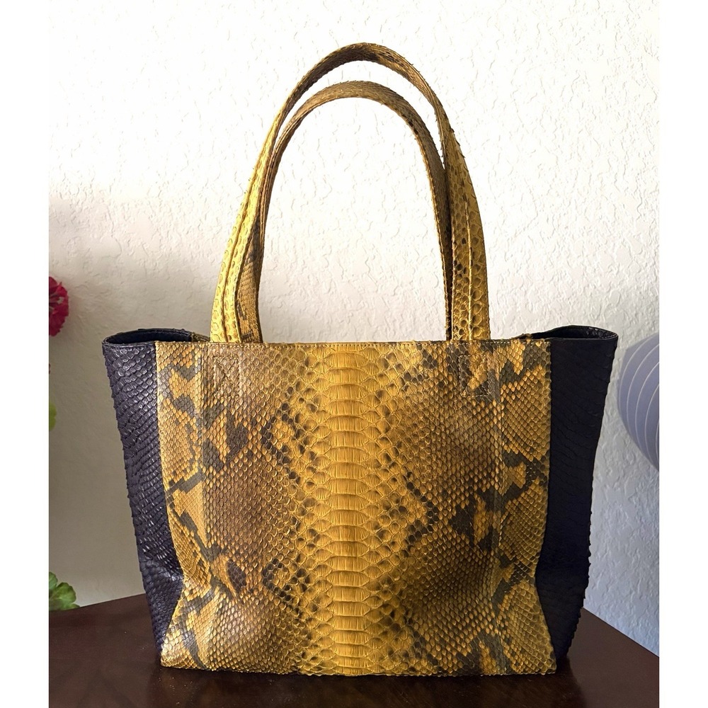 Eileen Kramer Genuine Python Leather Tote Bag Black Leather Interior